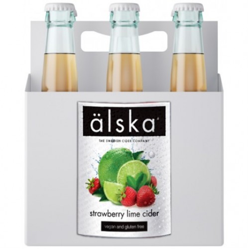 Сидр фруктовый. Сидр в бутылках 0.5. ФАС.имп.альска клубника и лайм (сидр)/ Alska Strawberry & Lime Fruit Cider, ж/б, 0,44л, 4%. Фруктовый сидр с минималистичной упаковок.